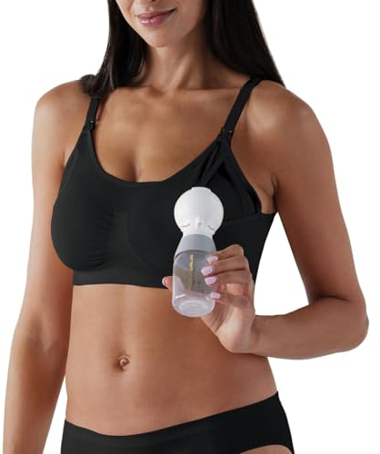 Bravado Designs Hands Free Pumping Bra & Nursing Bra 2-in-1 Seamless for Maternity & Breastfeeding, Black, Medium