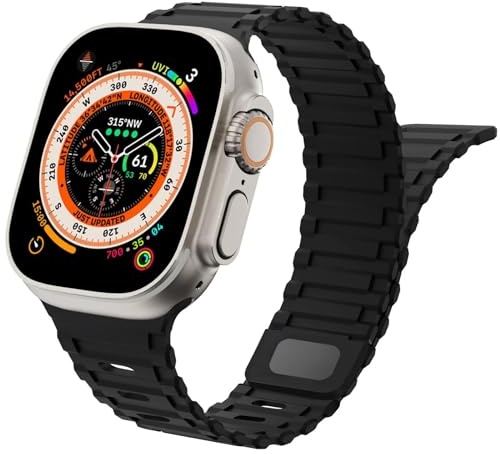 Magnet Sportarmband für Apple Watch Ultra Armband 49mm 44mm 45mm 42mm 46mm iWatch Armbänder 40mm 41mm 38mm Herren/Damen,Weiches Silikon Ersatz Band für Apfelband Series 10 9 8 7 6 5 4 3 2 SE Ultra 2