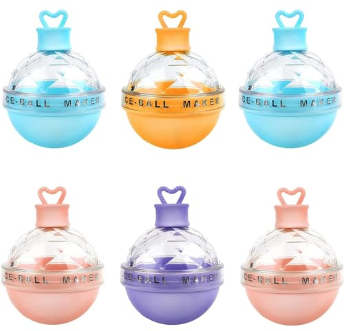Shnmin Pack of 6 Round Ice Ball Moulds, Silicone Ice Moulds, for Whiskey, Cocktails, Drinks, Wine, etc