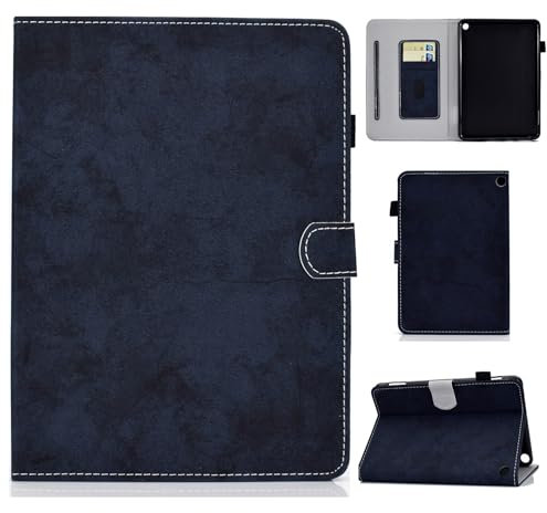 LMFULM® Case for Amazon Fire HD 10 2023 13th Gen (10.1 Inch) PU Magnetic Leather Cover with Sleep/Wake Function Stand Case Holster Flip Cover Dark Blue