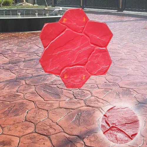 Concrete Mold 74×74 Cm Concrete Stamps Stone Texture, Floor Block Landscape Curbing Texturing Mats, PU Concrete Pressure Mold for DIY Pattern Finishes