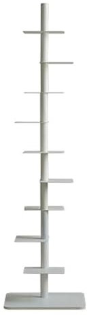 ZPRYZHD Bücherturm Freistehend, Modernes Offenes, Unsichtbares Bücherregal für Kleine Räume, Bodenstehendes 9-Lagiges Präsentationsregal für das Home-Office, Regale fürs Wohnzimmer(White)