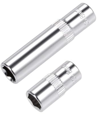 TOP-VIGOR 2Pcs 1/4-Inch Drive by 8mm Deep and Shallow Socket, Cr-V Drive Socket, 6-Point, Metric for Auto Repairing and Household