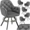 tectake® 6er Set Esszimmerstühle drehbar mit Armlehne, Samtstoff Drehstuhl ergonomisch, Möbel für Wohnzimmer, Stühle für Dining Lounge, Office, als Schminkstuhl oder Schreibtischstuhl - anthrazit