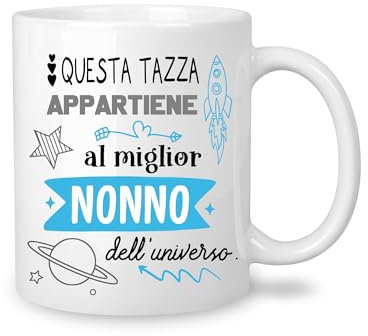 Yufansd Mug Tazza Caffè - Al Miglior Nonno dell'Universo - Regalo Originale per Festa dei Nonni, Compleanno, Festa del Papà, Natale - Ceramica 350 ML