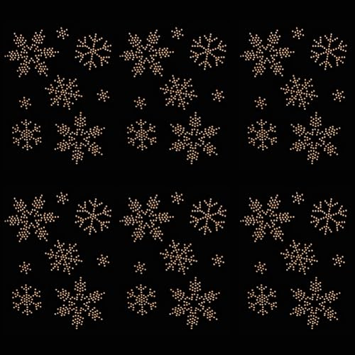 FINGERINSPIRE 6 Bogen Schneeflocken Strass Bügelbild 48 Stück Hotfix Applikationen Aus Glas In Schneeflockenform Glitzer Strass Aufnäher In Biskuitfarben Für Weihnachtskleidungsdekor