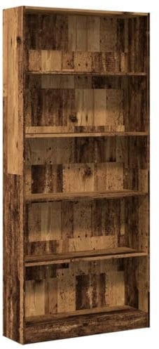 vidaXL Bücherregal, Bücherschrank Regal mit Stauraum, Standregal für Wohnzimmer Büro, Büroregal Aktenregal Aufbewahrungsregal, Altholz-Optik Holzwerkstoff