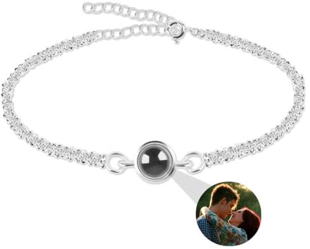 Aina Personalisiertes Fotoarmband für Frauen - Individuelles Projektionsarmband mit Bild im Stein - Gedenkarmband für Kreis-Foto - Weihnachten & Geburtstag Geschenk