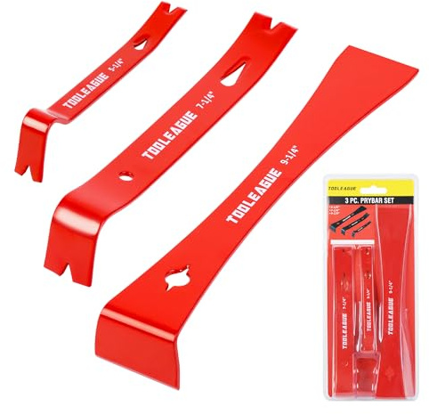 TOOLEAGUE 3-teiliges flaches Mini-Hebelstangen-Set, 14 cm, 19,8 cm, kleine Brechstange, 24,9 cm Imker-Schaber mit Nagelzieher, Holzbearbeitungswerkzeuge, Bienenstock-Werkzeug
