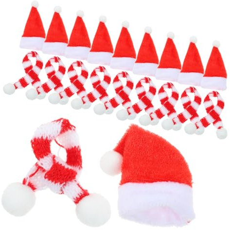 KONTONTY 100 Pz cappello natalizio per bambole mini cappelli natalizi artigianali mini alberi di natale cappellini natalizi berretto natalizio decorazioni a maglia ornamento di Natale rosso