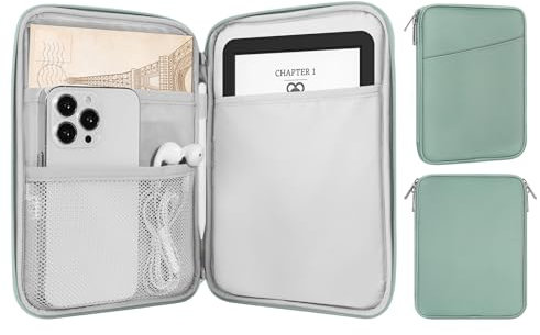 MoKo 6-7” eReader Tasche für iPad mini 7 (A17 Pro)/6/5/4/3/2, 7 ereader Colorsoft Signature Edition, 6 ereader 11th/10th/8th Gen, 6,8 ereader Paperwhite 11th/10th Gen 2021/2018, Bodhi Grün