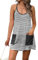 Fisoew Damen Jumpsuit Gestreift U-Ausschnitt Tenniskleid mit integriertem BH und Shorts Sommerkleid Kurz mit Taschen Romper(Schwarz,M)