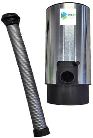zbs24 Zink Regenwassersammler Design 100mm Set1 - Nachhaltigkeit und Desgin in Einem - inkl. 38cm Spiralschlauch und Regenfassanschlüssen