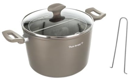 Pentola pasta 22 cm tortora con 2 cestelli e coperchio
