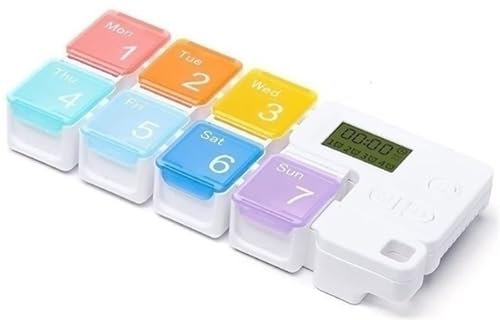 Intelligenter Tabletten-Organizer mit Timer, Vibration und Licht, eine Woche Pillendose mit Erinnerung, stapelbar (Sieben)