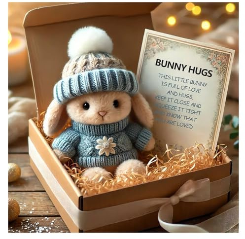 2025 Mini Bunny Hug Cute Easter Gift Plüsch, Plüsch Bunny Rabbit mit Karotte, Weiches Plüschtier In Ostern Geschenkbox für Korbfüller, Frühlingsdekoration Und Geschenke Blue