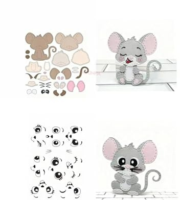 JIHFOHHA Gnom Mäuse Gesicht Stempel und Stanzschablonen für Karten Herstellung, Gnome Zubehör Stanzen Stempel und Briefmarken Set für DIY Scrapbooking Fotoalbum Dekorativ