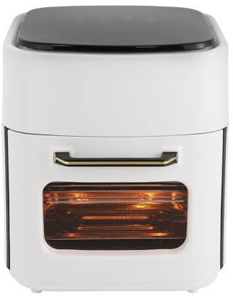 Friggitrice ad aria calda, 15 l, 1400 W, senza olio, con touch screen e 8 presenze, friggitrice da 80 a 200 °C con timer, 37 x 29 x 37 cm, bianco