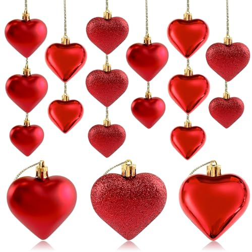Morofme Herz Deko 30 Stück, Rot Herzen Deko mit DREI Arten Designs | Romantisch Herzen Dekoration mit Schnur Aufhängen für Heiratsantrag Valentinstag Geburtstag Jubiläum Hochzeit Dekor