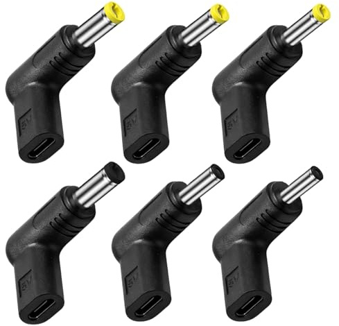 6PCS Adaptadores USB-C a DC, para Alimentación Estable, Adaptador USB-C a DC y Jack USB-C a DC para Dispositivos Electrónicos, Routers y Uso Diario