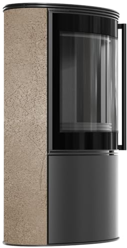 BJORN Ø 150 7 kW freistehender Stahlofen, dekorative GOLD SATIN-Speicherkeramik; Stahlabdeckung; schwarzes Thermotec