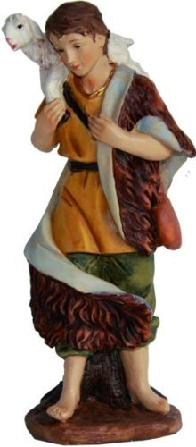 Hirte mit Schaf auf Schulter, geeignet für 9cm Figuren