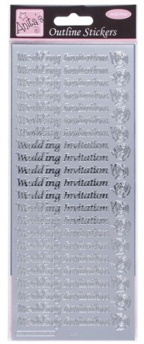 Anitas Outline Stickers, Wedding Invitation, Silver, For Scrapbooking, Card Making, Kids Play, Homework, Art, Craft, Embelish, Decorative, Paper, Card, Glass, Metal, Plastic, Foam