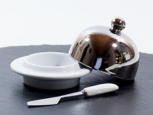 Butterglocke mit Messer Keramik Weiss f.Butter Kaviar Glocke Shabby Chic Cloche …