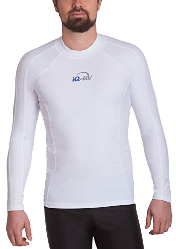 iQ-UV Shirt Herren Langarm Slim Fit Weiß M – Rashguard für Herren mit Sonnenschutz zum Schwimmen, Surfen & Wassersport – Schwimmshirt für Herren – Atmungsaktiv und schnelltrocknend