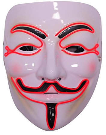 Emazing Lights Guy Fawkes for Vendetta Light Up Mask, Red