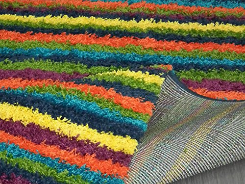 Multi Shaggy Bunt 130-80x150 Langflor Hochflor Teppich 130 gestreift circa 40 mm, Florhöhe Ökoteks Standard 100