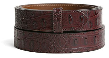VaModa Ledergürtel Krokoprägung 3cm Wechselgürtel Jeansgürtel Belt 30 mm | Gürtel für Damen Herren 3,0 cm | Modell 'Haydock' | ohne Schließe | Farbe bordeaux, Länge=105cm, Druckknopfsystem