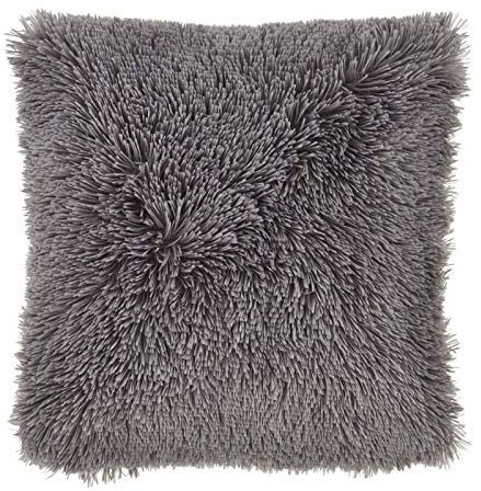 Catherine Lansfield Cuddly Deep Pile Faux Fur 45x45cm Cushion Cover Charcoal Grey