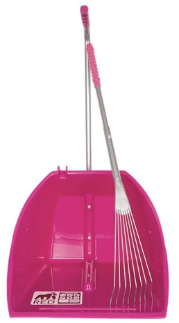 Red Gorilla Pink 80cm Big TIDEE with Long Metal Rake Horse Manure Shovel Scoop Multi Purpose Large Lightweight Dustpan for Paddock Stable Horsebox Equestrian or Garden Waste Leaf Rake