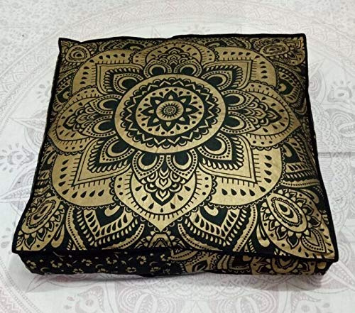 GANESHAM Mandala Bohemian Yoga Meditation groß quadratisch Hund Bett Outdoor Boden Kissen Couch Sitzkissen Überwurf Hippie Deko Boho Indian Ottoman