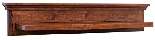 MASSIVMOEBEL24.DE Oxford Wandregal Akazie, Farbe:Dunkelbraun lackiert, Größe:124x22x24 cm (BxTxH)