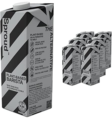 SPROUD - Plant-Based Milk, Low Sugar, Low Carb, High Protein, Long Life, Powered by Peas, Rich, Foamy and Easy to Froth (Barista) (6 x 1L)