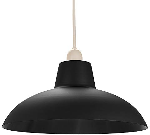 Industrial Retro Designed Matt Black Curved Metal Ceiling Pendant Light Shade | 60w Maximum | 29cm Diameter by Happy Homewares