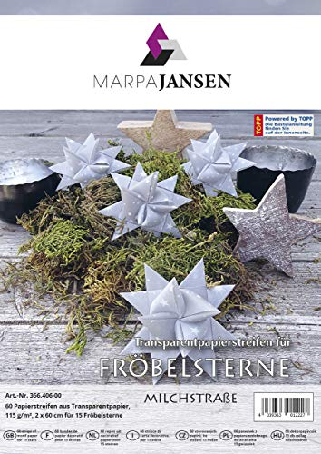 Transparentpapierstreifen für Fröbelsterne - (2 x 60 cm, 60 Streifen, 115 g/m²) - Milchstraße