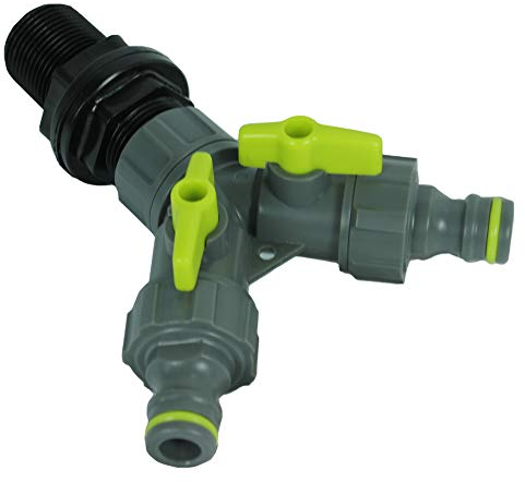 GASMIS Tankdurchführung mit Absperrhahn 2-Wege-Ventil 3/4 AG 26,44mm x Hahnanschlussstück, Flügelgriff, 1 Stück