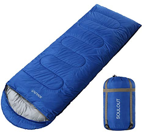 3-4 Season Sleeping Bag for Adults & Kids, Lightweight Warm Cold Weather Camping Bag with Waterproof Compression Sack – Portable for Hiking, Backpacking, Traveling & Outdoor Adventures (Blue)