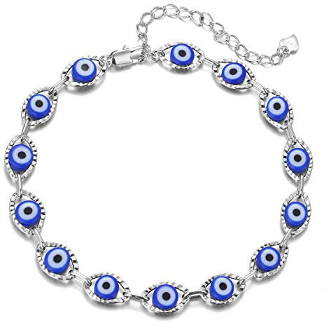 Bracelet de cheville mauvais œil en or 14 carats pour femme, délicat Ojo Luck, Cuivre, Andere