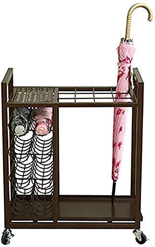 WHLMYH Porte-Parapluie, Support de Parapluie, Porte-Fente En Métal 12 À Roulettes, Plateau de Vidange Amovible,Laiton