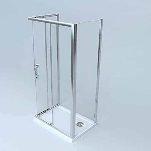 Box Doccia 3 lati: 70 x 100 x 70 fisso + angolare scorrevole cabina profilo cromato cristallo trasparente 6 mm altezza 195 (70 x 100 x 70)
