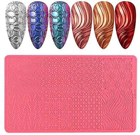 NC 1Pcs Nail Art Druckvorlage DIY Nail Art Druckvorlage 3D Nail Mold Skulptur Nail Art Mold Nail Art Silikon Druckmuster Vorlage Nail Decorating Tool Silikon Maniküre Werkzeuge