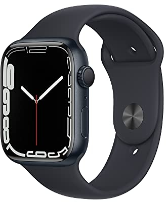 Apple Watch Series 7 (GPS, 45mm) Reloj Inteligente con Caja de Aluminio en Color Medianoche - Correa Deportiva en Color Medianoche - Talla única. Monitor de entreno, Resistencia alagua