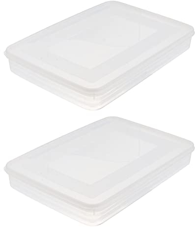 Angoily 2 Pcs Dumplings Storage Box with Lid Meat Containers for Fridge Reusable Transparent Dumpling Container Food Storage Box for Bacon Cookie Vegetables Seafood