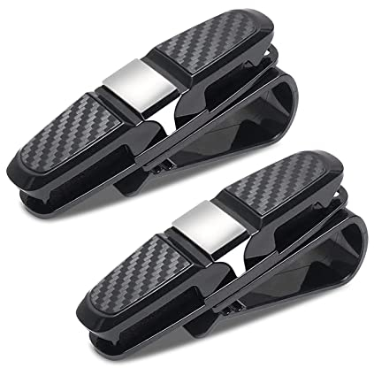LIVESTN Brillen Halterung Auto, 2 Stück Sonnenblende Brillenhalterung Doppelenden Brillenhalterung Auto 180°Rotational Brillen Clip mit Karten Clip Brillen Halterung für Auto Brillenaufbewahrung