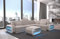 Ecksofa Verona Ledersofa L Form Sofa - mit LED Beleuchtung, verstellbare Kopfstützen/Lederfarben wählbar/Ausrichtung wählbar (Ecke rechts, Beige-Weiß)