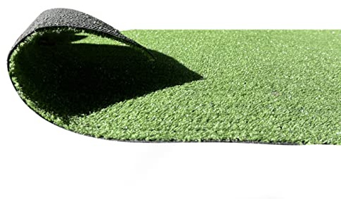 7mm Budget Artificial Grass Cheap Turf Hard Wearing Fake Lawn Garden Flooring for Sports, Children, Pets with drainage holes (8m Length x 4m Width)